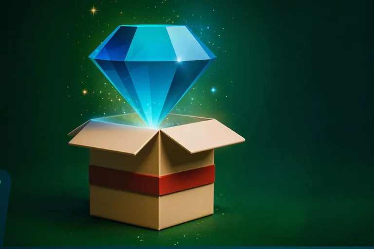 Ilustración de los bonos Bet On Win: caja de regalo abierta con un diamante