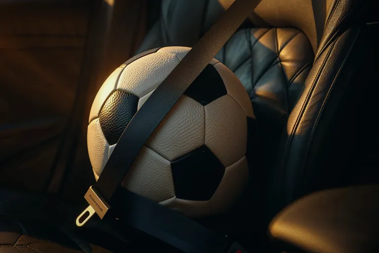 Ilustración de juego responsable de Bet On Win: pelota de fútbol con cinturón de seguridad